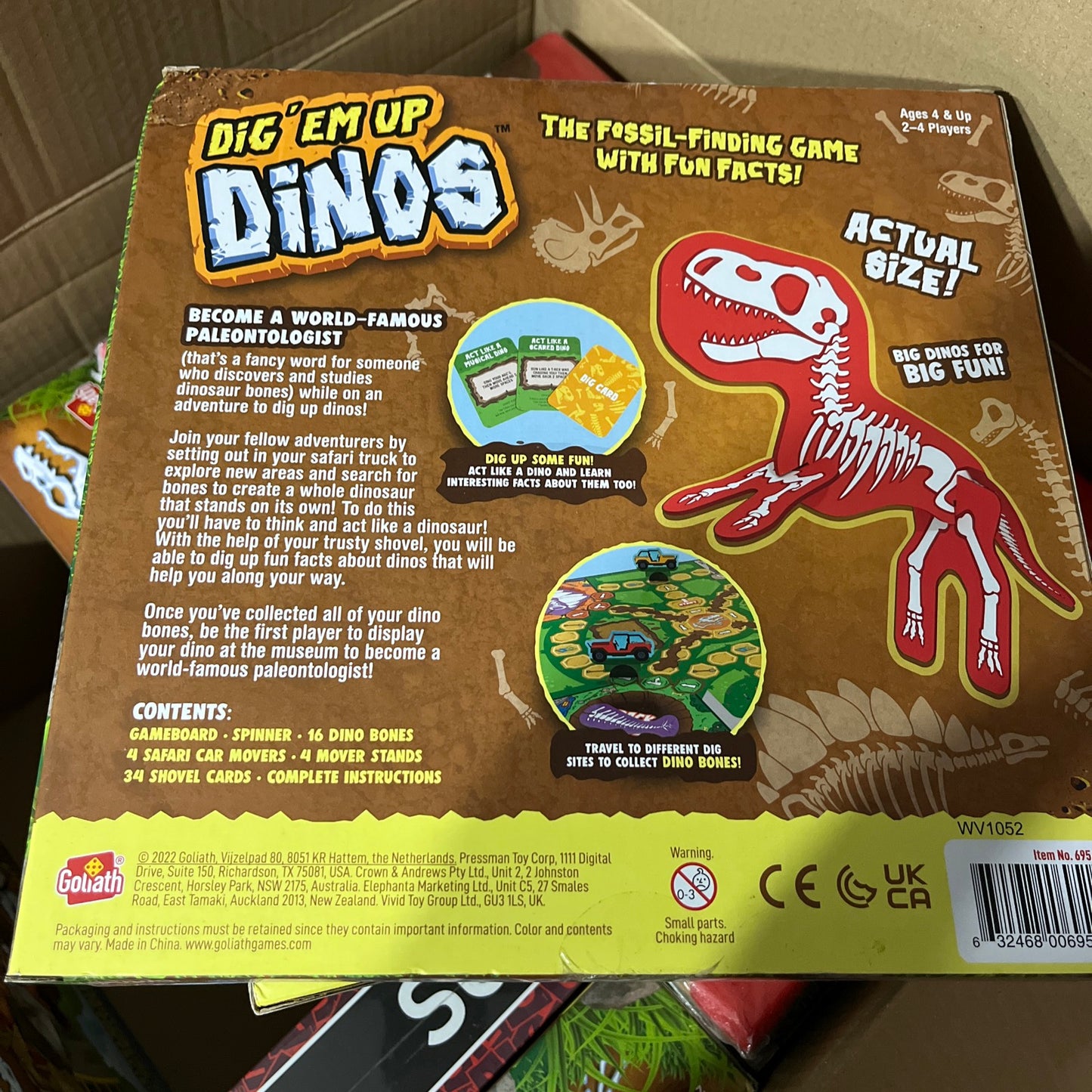 Dig Em Up Dinos Dig Them Fossil Finding Board Game 2-4 Players Kids Age 4+