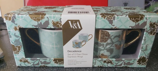 Victoria And Albert Decadence Series Boxed Set Of 2 x 150ml Espresso Mugs BNIB