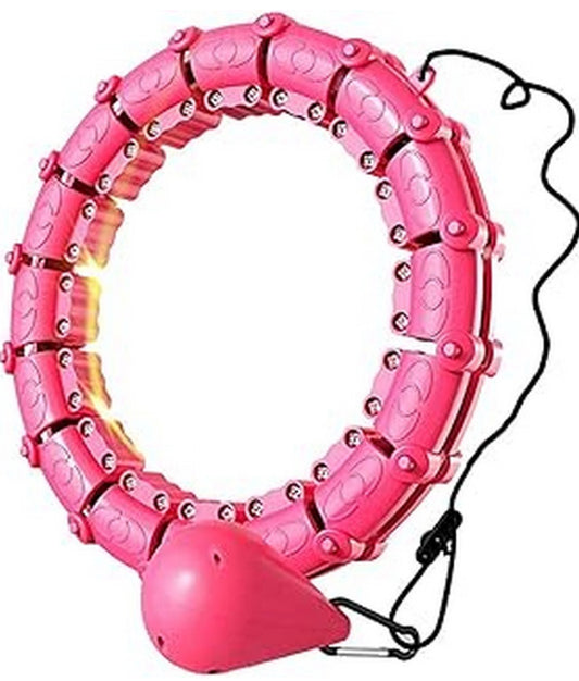 WEIGHTED HULA HOOP SMART HOOLA ADULT ABS FITNESS WAIST WEIGHT LOSS PINK Leafia