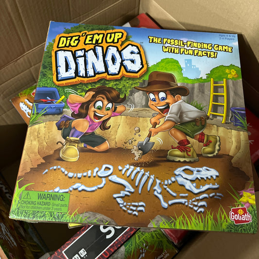 Dig Em Up Dinos Dig Them Fossil Finding Board Game 2-4 Players Kids Age 4+