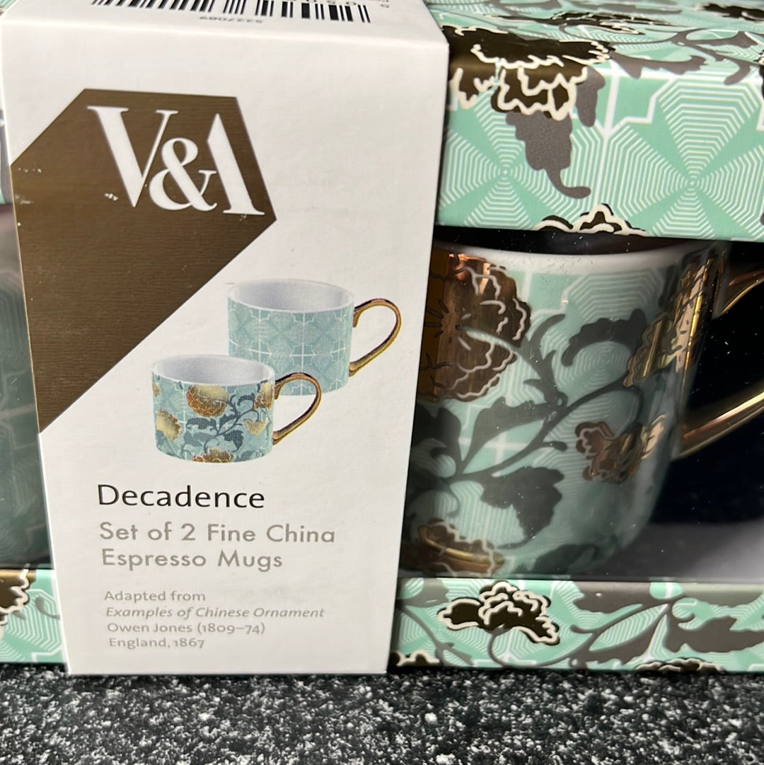 Decadence set of 2 Fine China Expresso Mugs