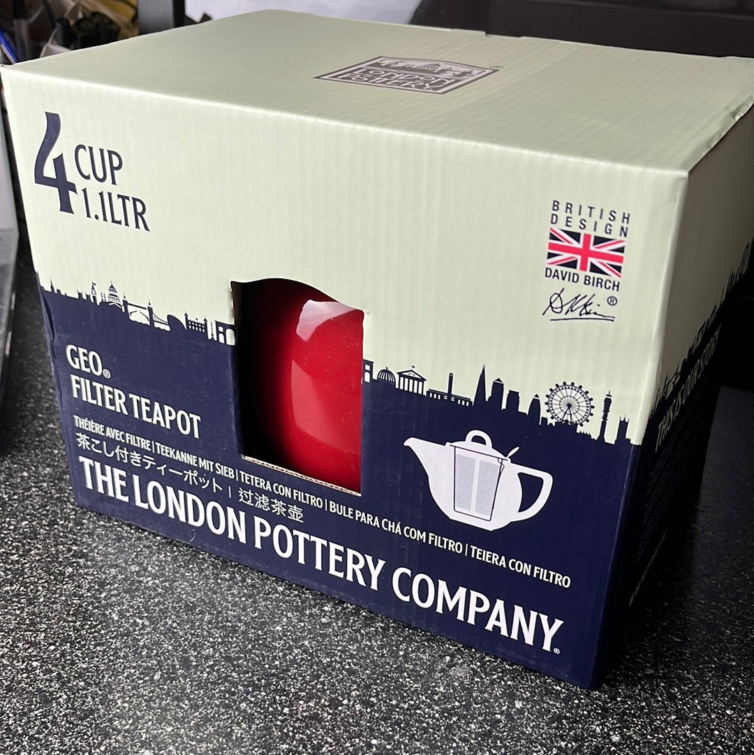 London Pottery 4 cup red Geo filter Teapot