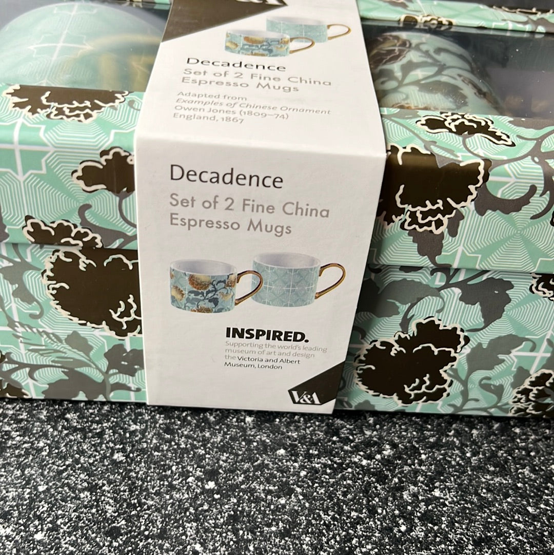 Decadence set of 2 Fine China Expresso Mugs