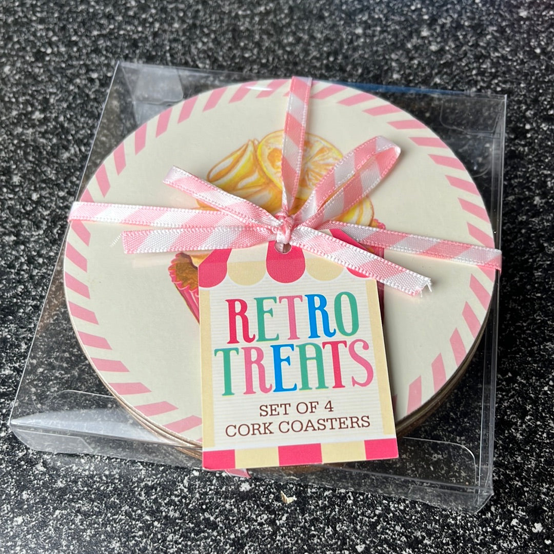 Retro Treats Set of 4 cork Cupcakes