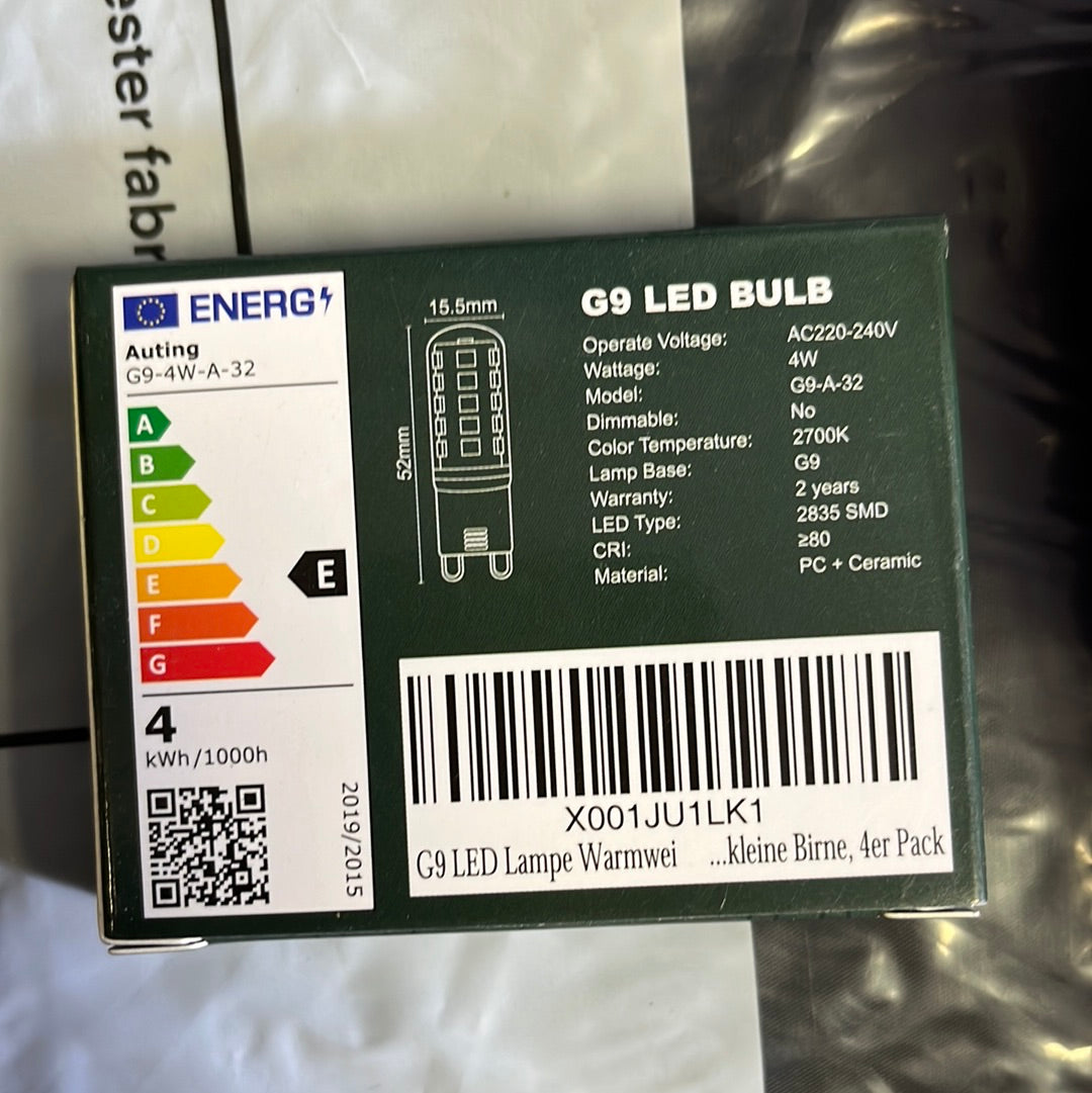 Auting pack ofv4 x G9 led bulbs