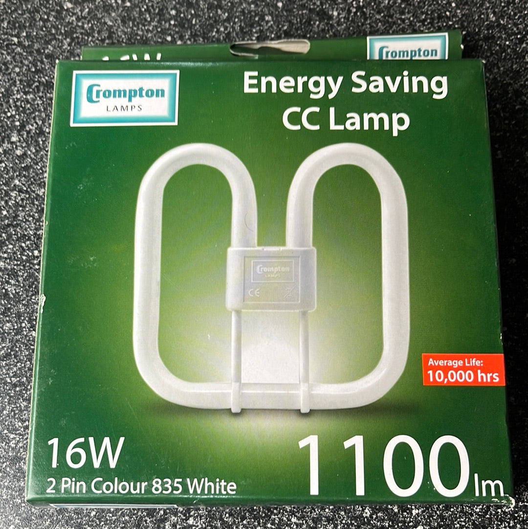 16W 2pin White 2D CFL Lamp PLQ 3500k 16 Watt lamp Bell or Crompton replacement